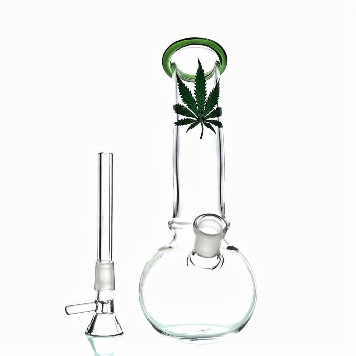 Weed Green Mouthpiece Full Glass Bubble Bong 21cm